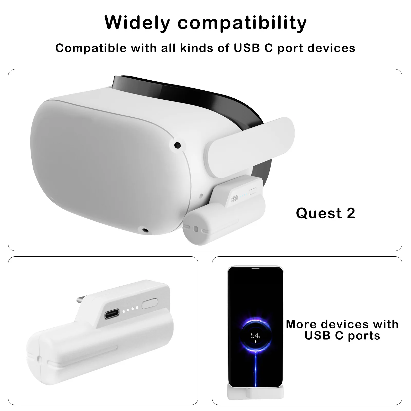 For  Oculus quest2 5000mah Extended Battery Pack Power Bank charging Accessories