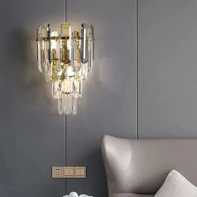 Cost-Effective Luxury Interior Champagne Gold Wall Lamp Sconce Living Room Hotel Lobby Fashion Design Wall Lights