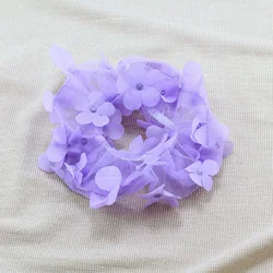 wholesale fashion butterfly elastic hair tie custom organza lace fabric hair scrunchies