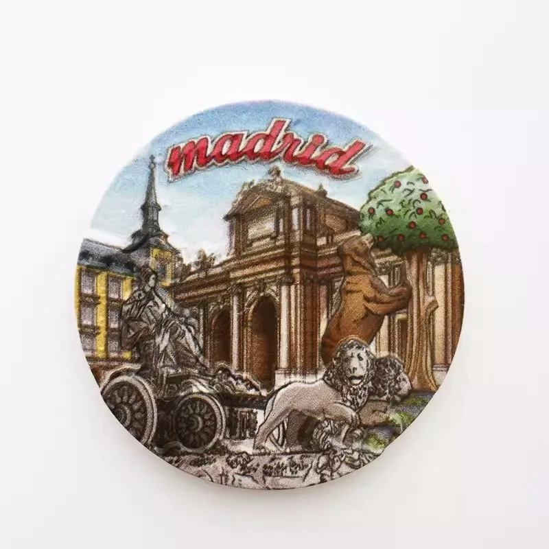 Custom High quality 3D UV print colorful Seville, Madrid, Spain Valencia Toledo Landmark Travel resin fridge magnet souvenir