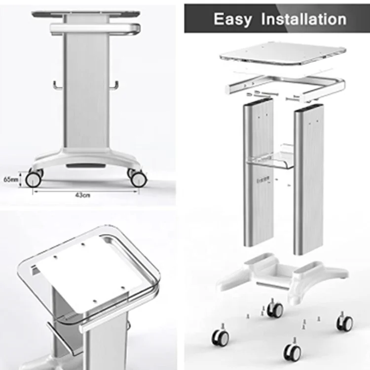 Transparent Clear Acrylic Pedestal Rolling Trolley Cart Equipment Stand Roller Trolley Cart Acrylic Utility Cart on Wheel