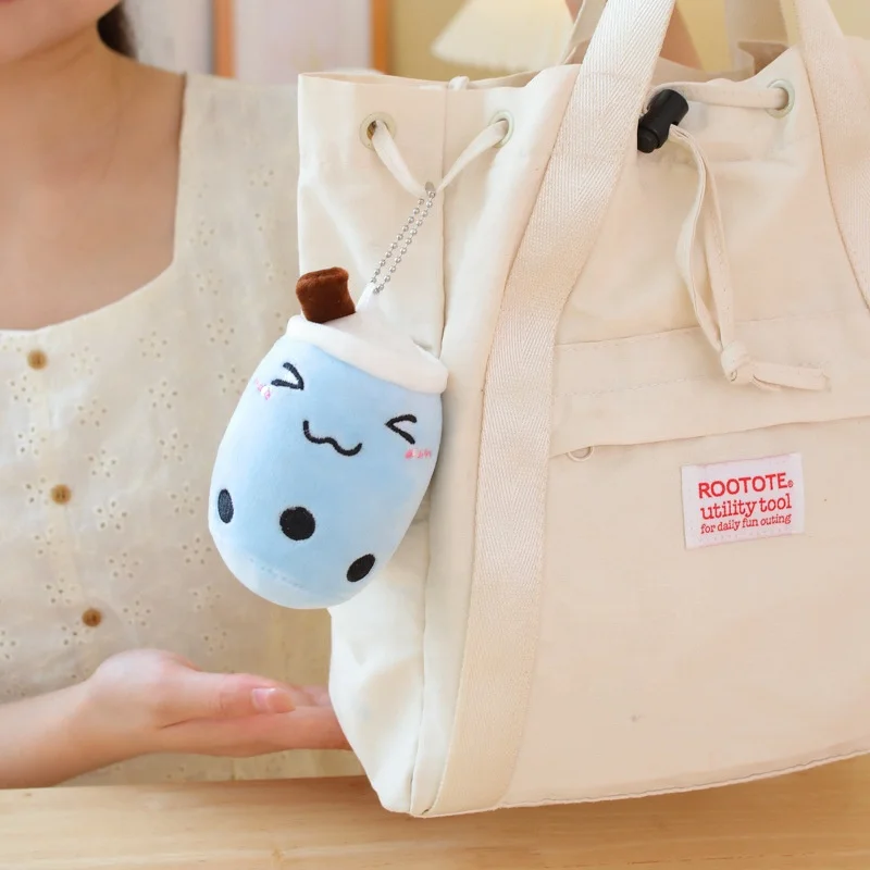 custom cute 12cm plush toy key chain pear milk tea stuffed keyring bag boba keychains pendant comfort doll