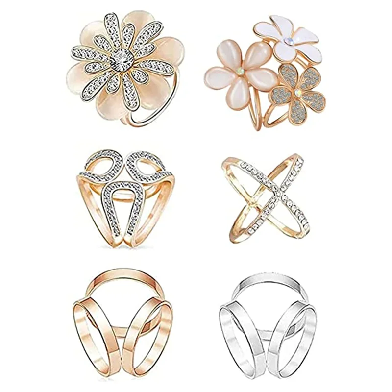 Women Scarf Rings Fashion Faux Pearl Rhinestone Buckle Clips
