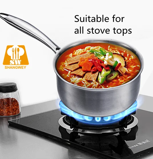 Cooking Utensils 16cm 3Ply Stainless Steel Nonstick Soup Stock Pots Cooker Pans