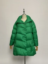 wholesale High Quality Thick Trendy Winter Warm Jackets  mid length Puffer woman down coats