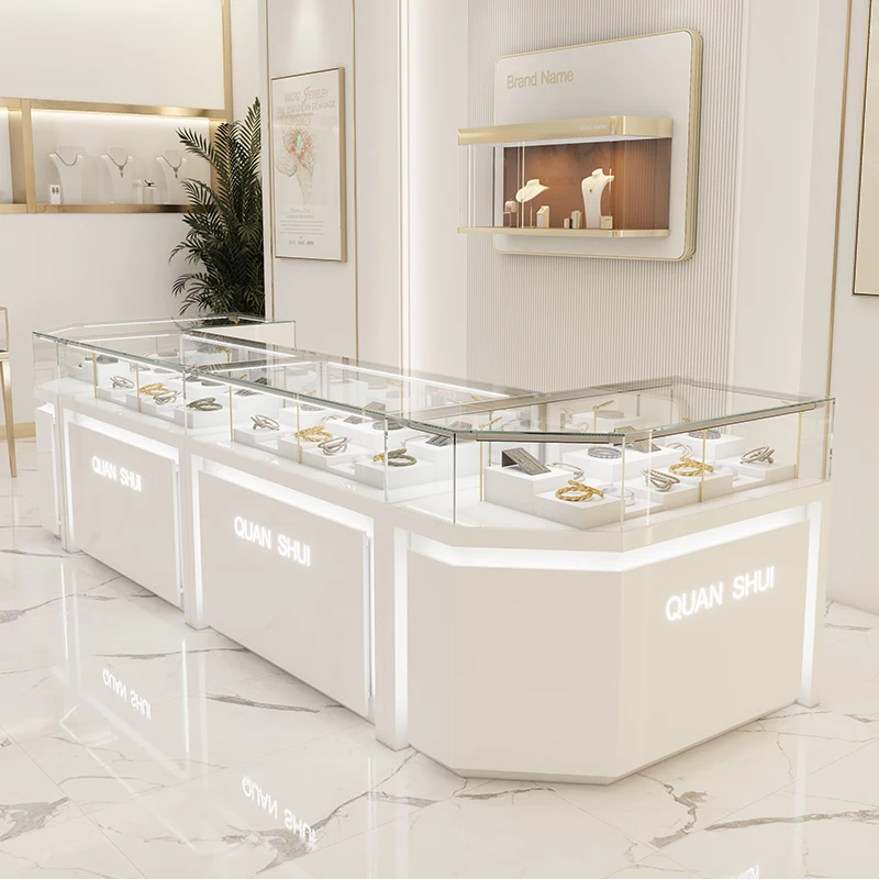 Luxury Shop Display Furniture Commercial Used Display Counter Sale Metal Feet Design Sit-down Jewelry Display Case