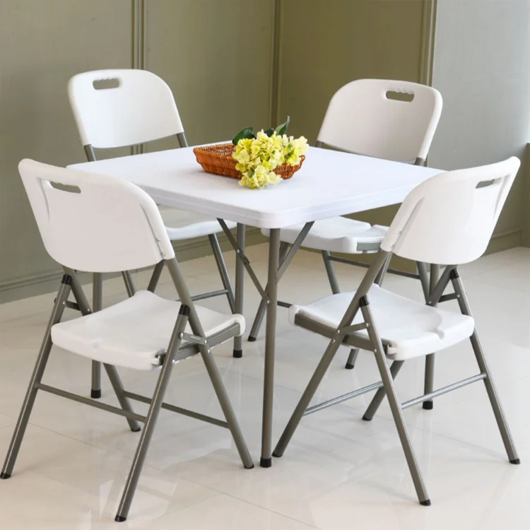 Hot selling white blow molded HDPE outdoor simple folding table portable table square folding square table