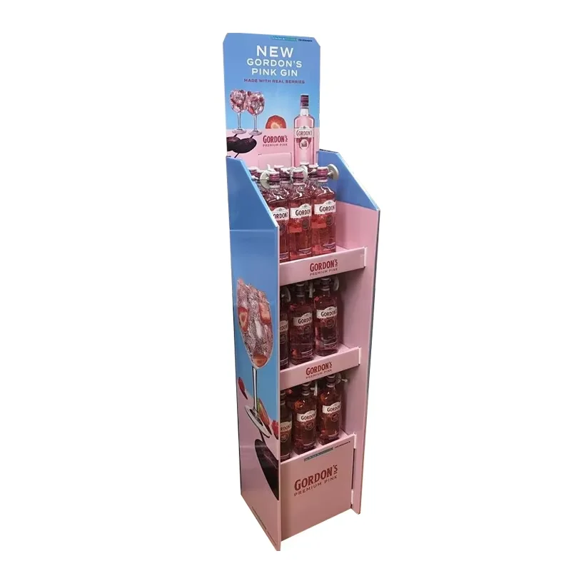 Promotional 4 Tiers Cardboard Display Rack Custom Cardboard Display Stand Board Printed Pop Cardboard Drinks Display