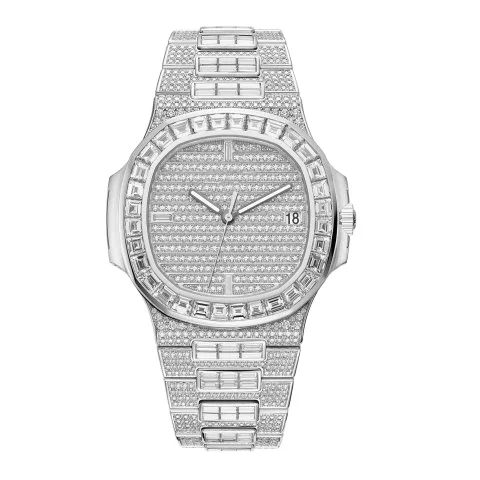 OEM top Luxury Private Customized Out Lab full  Iced Ice cube pp VVS Moissanite Watch mens