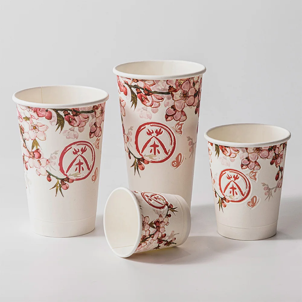 LOKYO Pla Degradable take away to go 500ml disposable hot drink coffee paper cup with custom logo