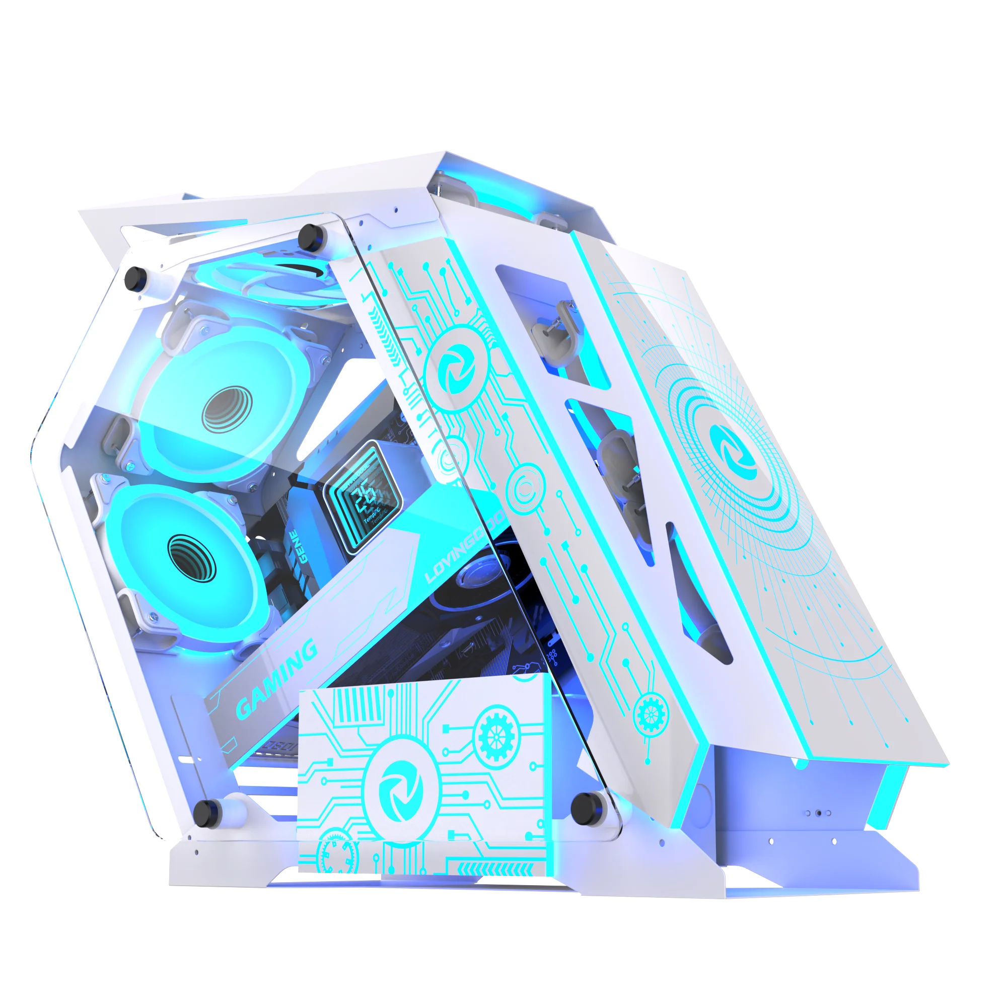 Lovingcool MATX Tempered Glass Comput Cases Desktop Cool SPCC Gaming Computer Cases & Towers With Fan Vertical PC Chassis USB3.0