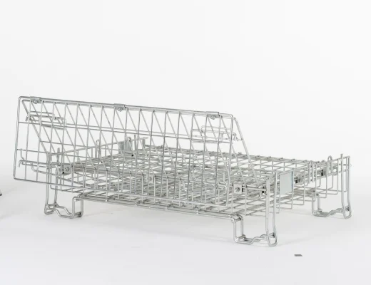 Фабричные промышленные сверхпрочные штабелируемые ящики для хранения из проволочной сетки с крышкой