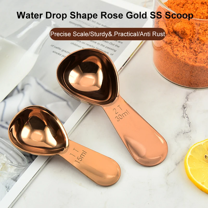 15ml 30ml Rose Gold Plating Stainless Steel Measuring Spoons Thicken Chrome Plated Baking Accessories Measuring Cup