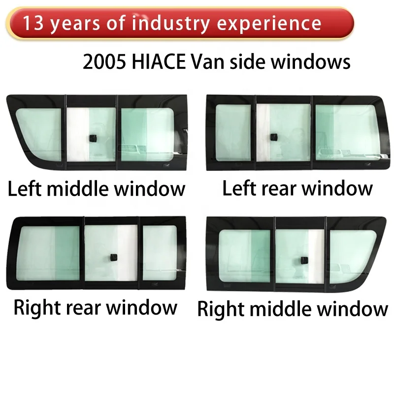 
actory outlets 2005 middle side window HIACE Van car sliding windows with frame 