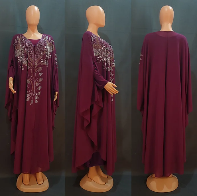 H  &  D  New Style African European And American Dresses Chiffon Hot Drilling Robes Middle East Muslim Clothes