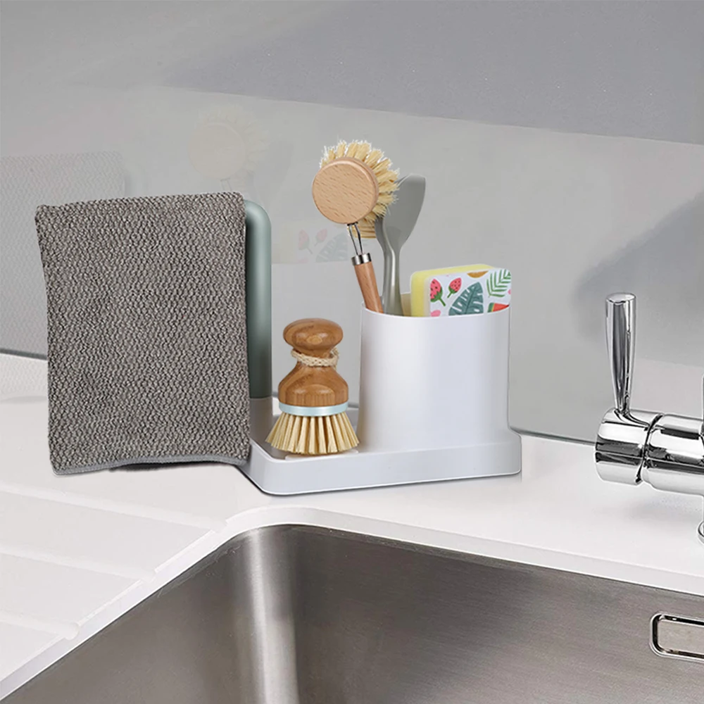 Masthome Kitchen Cleaning Brush Storage Sponge Holder Container Drying Sink Caddy Organizer Storage Holders & Racks Customized