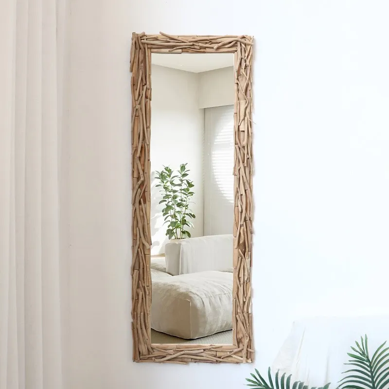 Log dressing full-length floor mirror home wall mount full-length mirror girl bedroom Girl Three-dimensional wall hanging mirror