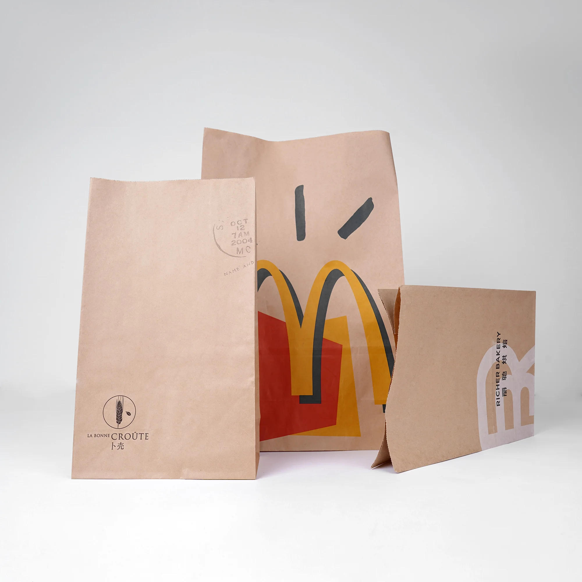 Custom Paper Bag And Kraft Paper Bag Bread Packaging And Chicken Take Away Bags For Fast Food