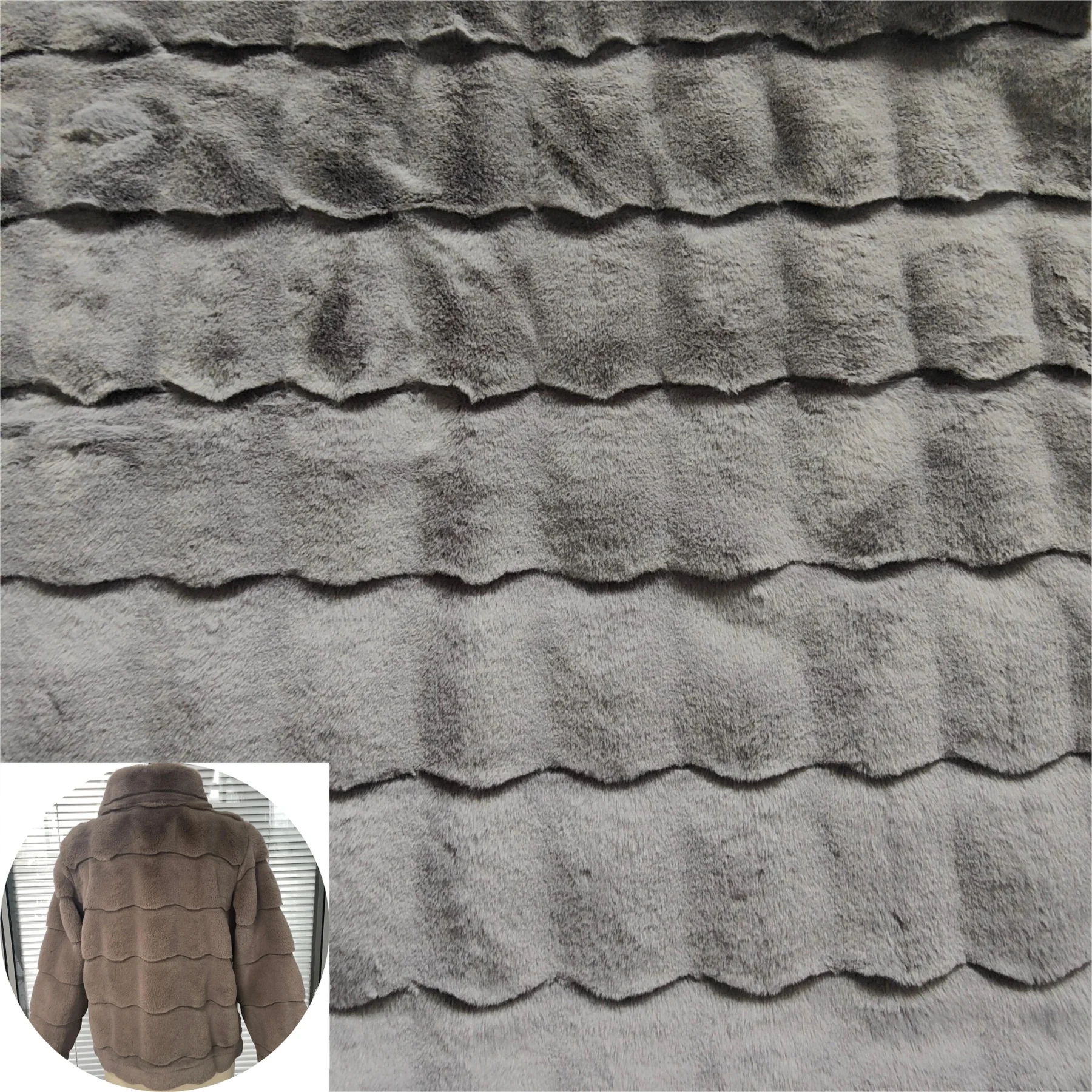 Danish Mink Polyester Wrap Knitted Fabric Faux Rabbit Fur Fabric for Garment Home Textiles