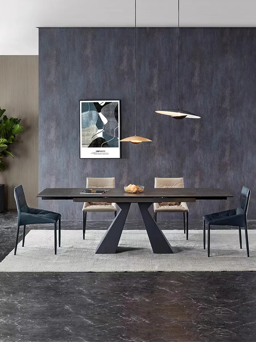 Sample hot sale luxury modern extendable round Italian room folding furniture marble restaurant dining table