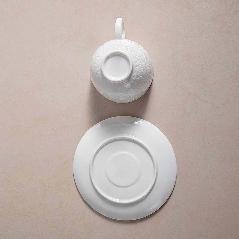 Antique White Porcelain 6oz Restaurant Hotel Cafes Ceramic Espresso Coffee Tea Tazzine Da Caff Cup and Saucer Set