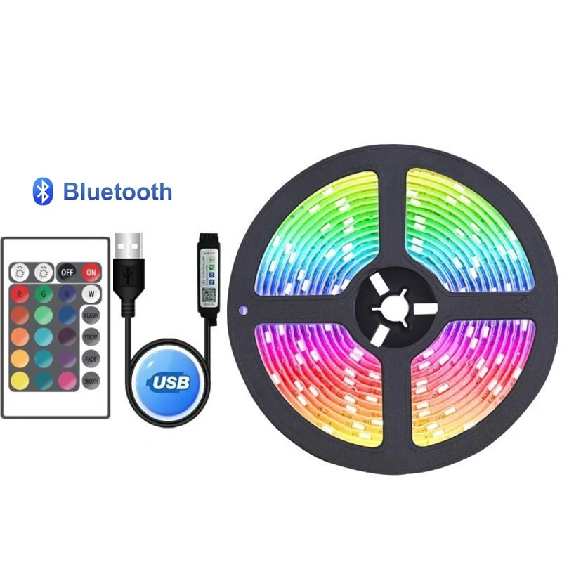 5050RGB IP65 Водонепроницаемый 5 м Светодиодные полосы света BT пульт дистанционного управления В USB ТВ фон светодиодный 160Pixels/м