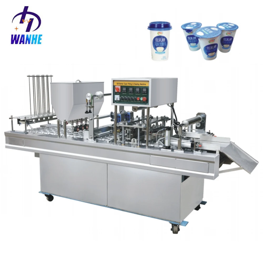 WANHE Automatic linear fruit Jam chocolate sauce jelly honey ice cream mineral water cup filling and sealing machine