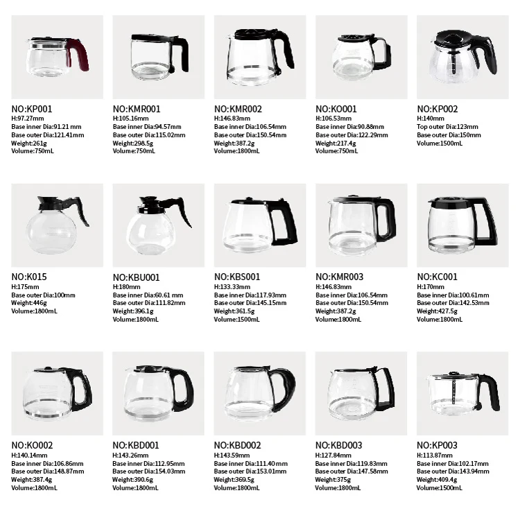 Factory supply Drip pot 12 Cup glass carafe Coffee pot Compatible with Oster coffee accessories replacement glass jugs