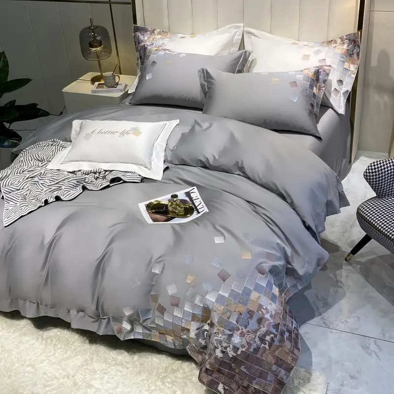 2024 100 New Long Staple Cotton Embroidered 4-piece Bedding Sets Embroidered Bedding Sets