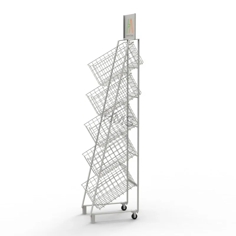 Metal Newspaper Display Stand Shelf Magazine Display Rack