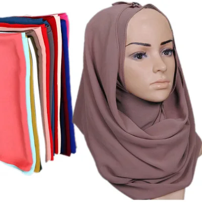 
Wholesale Plain georgette scarf thick bubble heavy chiffon borong tudung woman shawl muslim scarf hijab 