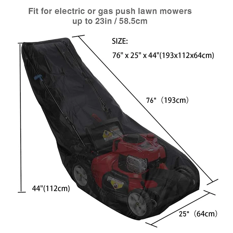 Factory Custom Lawn Mower Cover with PU Coating & Double Drawstring & Storage Bag Waterproof Lawnmower Covers for Outdoor