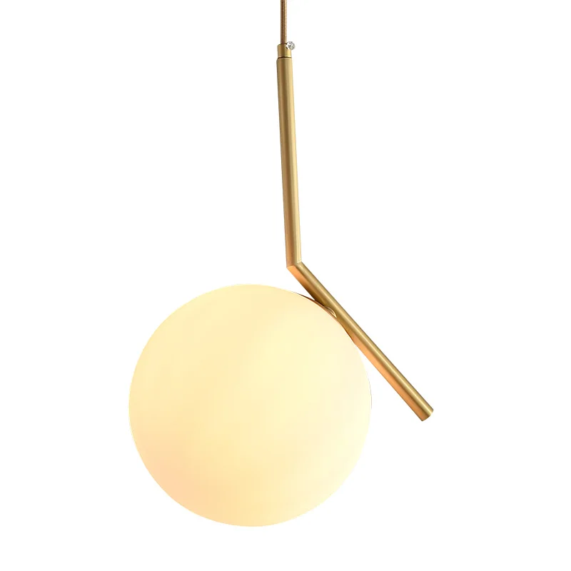 Nordic copper restaurant bar desk lamp simple creative and individual bedroom bedside lamp single head glass ball pendant light