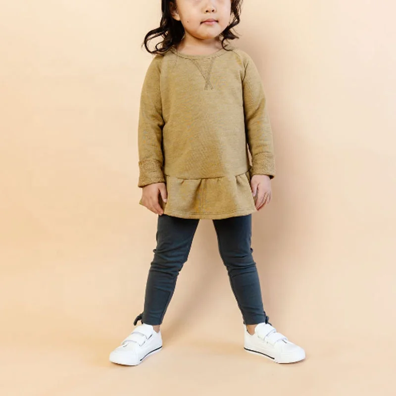 Hot Sale Knitted Long Sleeve Frill Dress Baby Girls Dress Top For Autumn Winter