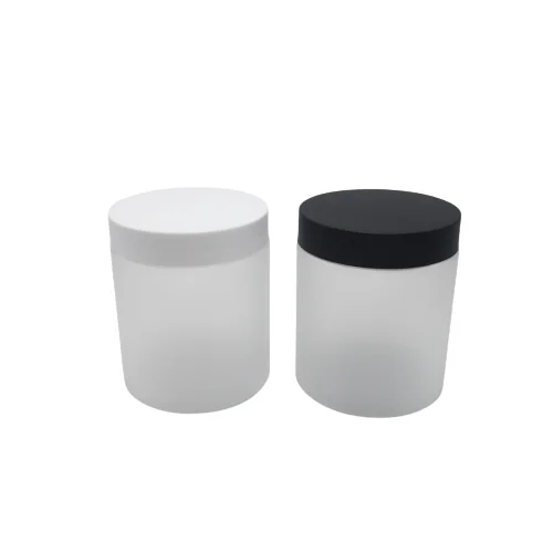 PET matte color body scrub frosted plastic 250ml cosmetic cream jars with black plastic lid