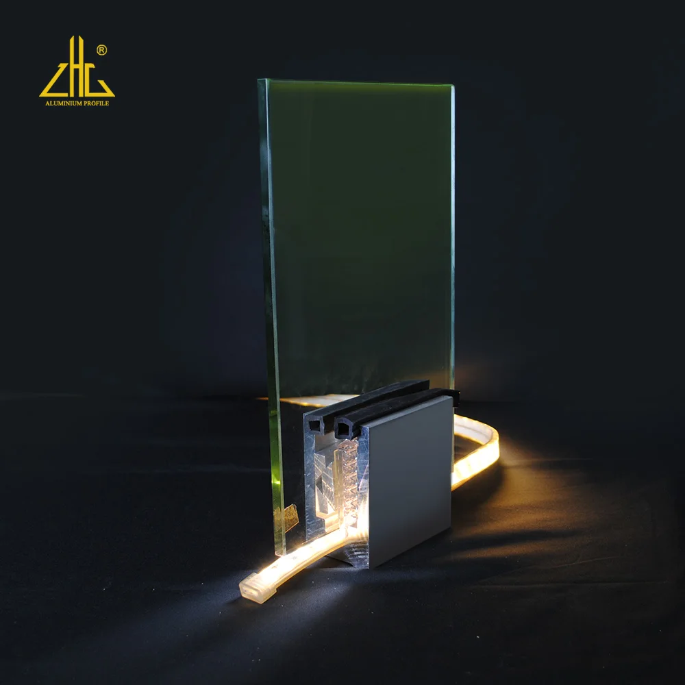 New design frameless tempered glass balcony railing with aluminum U channel glass railing system with LED light