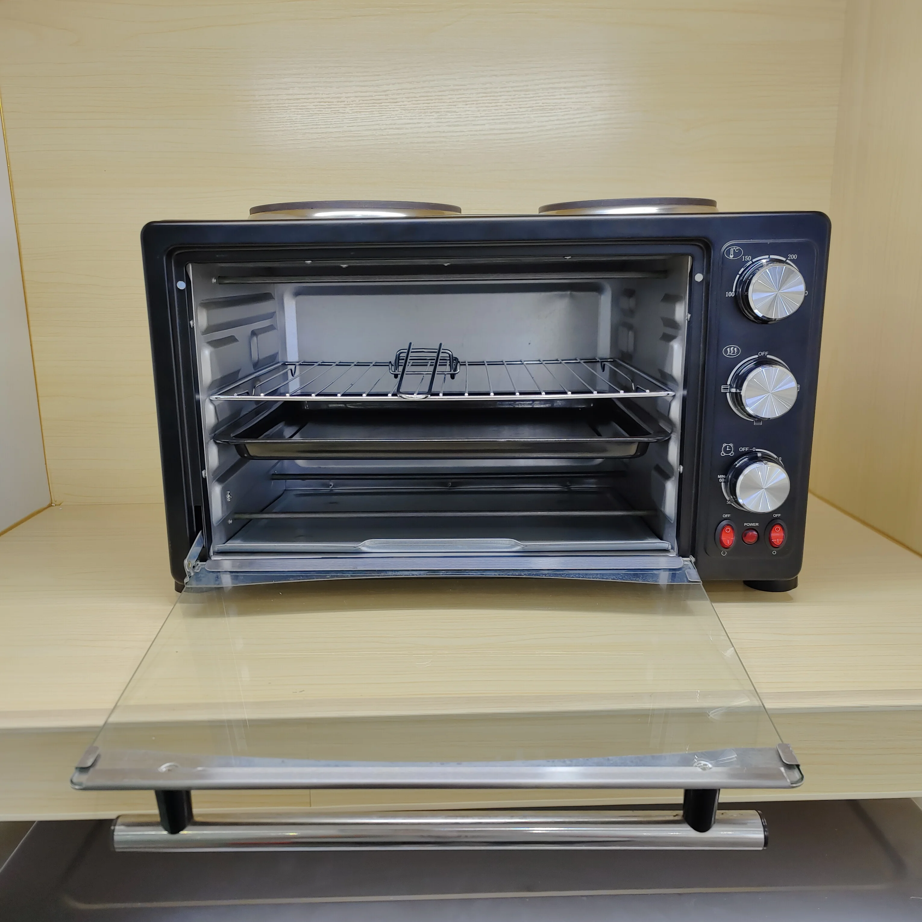Large Capacity 48L Electric Oven - Multipurpose Cooking Appliance with Portable Dual Hot Plates.