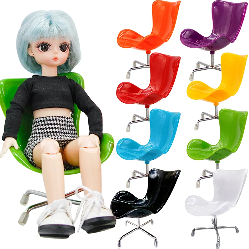 Аксессуары для игрушек, мини-кукольный домик, мебель, BJD, вращающийся пластиковый офисный стул из нержавеющей стали, 30 см, игрушечные аксессуары для кукол