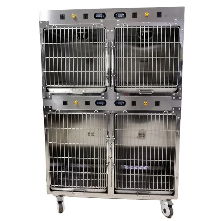 Hospital veterinary device Stainless Steel Veterinary Cages Vet Oxygen ICU Cage for Dog Cat Vet Clinic factory direct sale