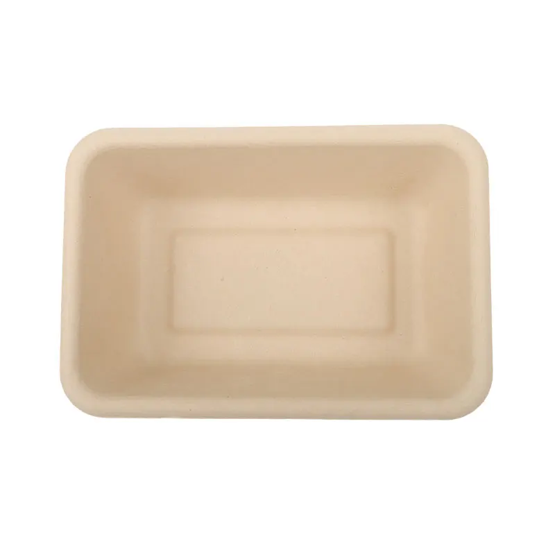 No PFAS compostable food container biodegradable take away lunch bento box 700ml disposable square food bowl with lid
