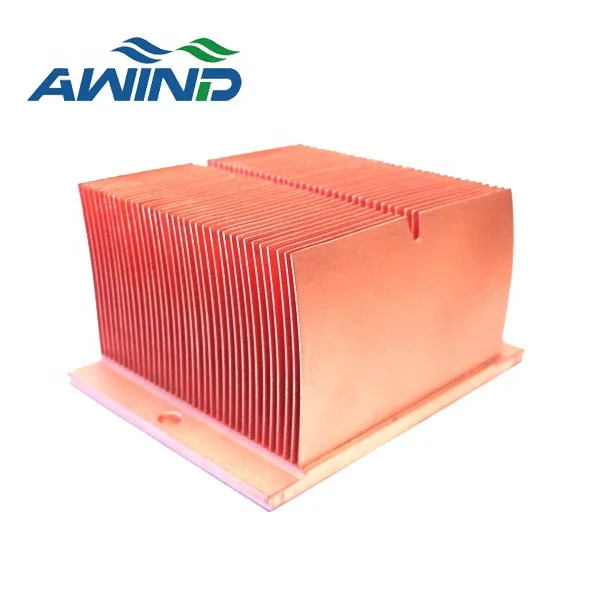 High Power Skiving type vero 29 Stacked Fin Heatsink Customized Skive Fin Copper Heat Sink 20x20x15