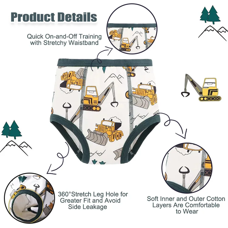 Natucare BSCI Toilet Cotton Training Pants Kids Cloth Diaper Training Pants Anti-Leak Washable Reusable