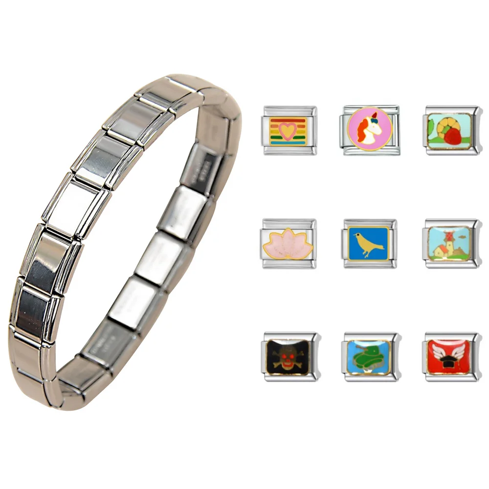 Popular Gifts DIY Making Parts handmade  Modular bracelet italian charms  cute cartoon stainless steel italian charms bracelet