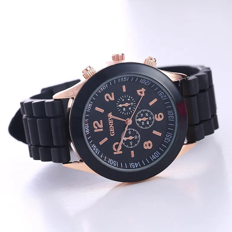 Hot Selling Popular Geneva Silicone Rubber Colorful Quartz Watch Unisex Sports Leisure Fashion Watch