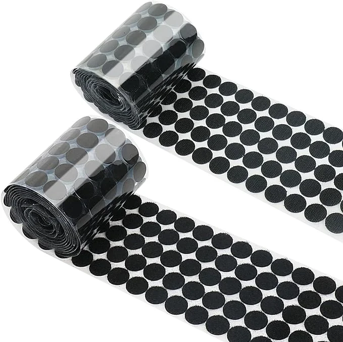 Heavy-Duty Nylon Self-Adhesive Back Dots Transparent Squares Adjustable Printed Logo Rolls Hook Loop Dot Garment Accessories