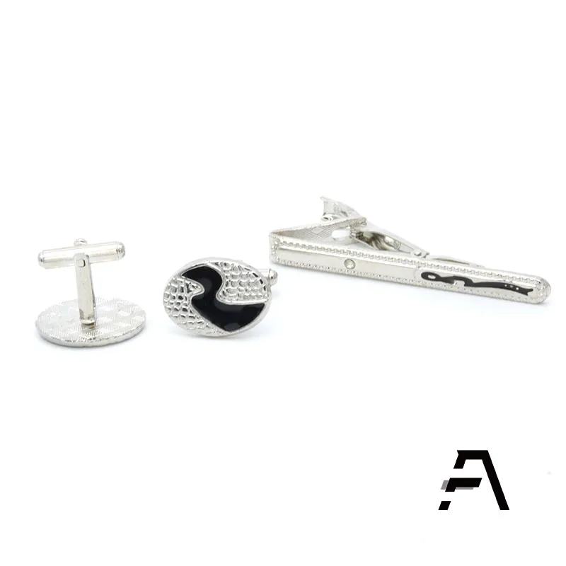 Promotion cheap  metal cuff links and tie clip sets