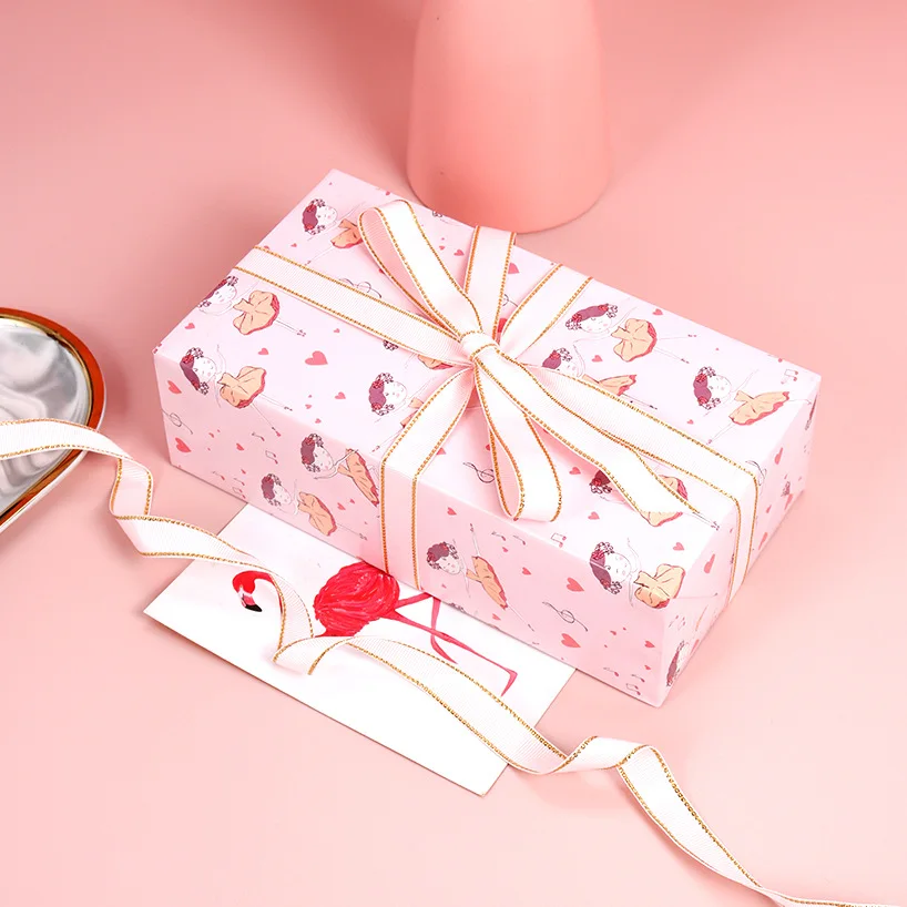 Manufacturer Wholesale Heart Pattern Red Valentine Wrapping Paper Roll Sheets For Wedding Birthday Party Gift Packaging