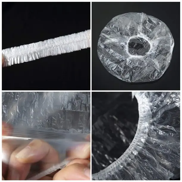 Disposable Hair Plastic Shower Cap - (Pack of 100) Clear Women Shower caps Waterproof Bath caps Processing Hair Cover