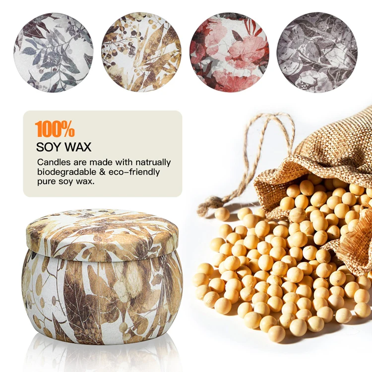 Creative soy scented candle tin can flower language smokeless candle four-piece wholesale custom