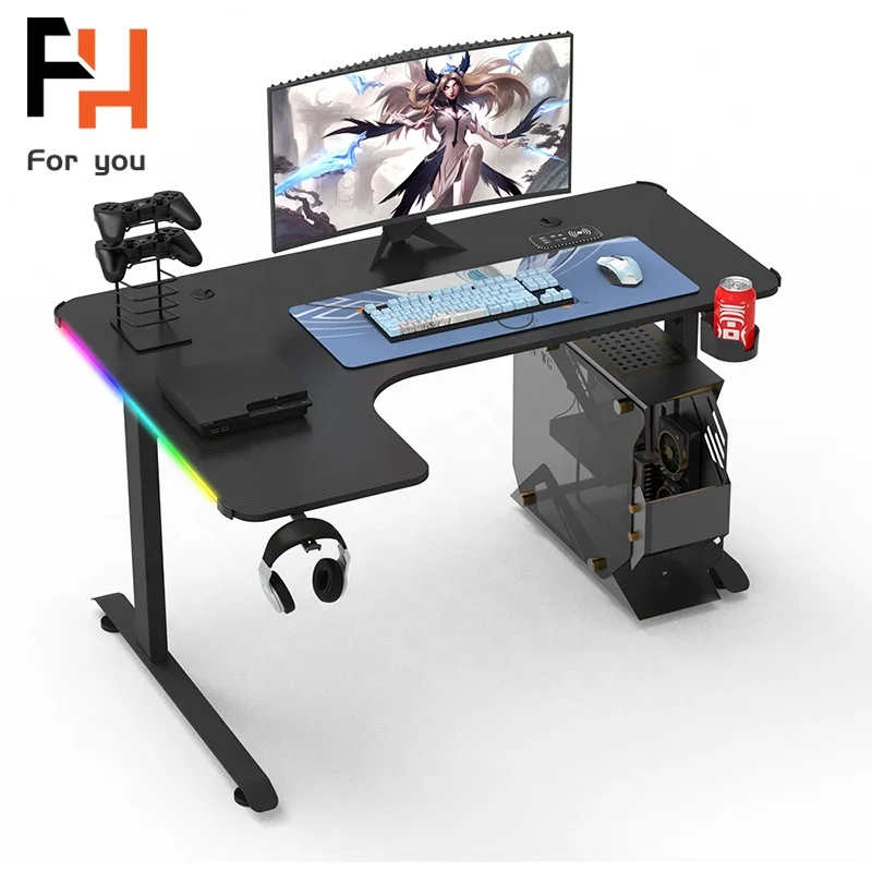 RTS черный игровой компьютерный стол для домашнего офиса rgb ПК